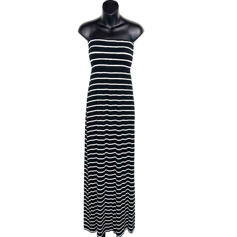 Tube Top Black & White Striped Maxi Dress Size XXS